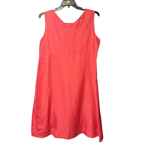 J. Jill Elliptical-Hem Size XLP Petite Strawberry Linen Blend A-Line Midi Dress - Picture 8 of 13
